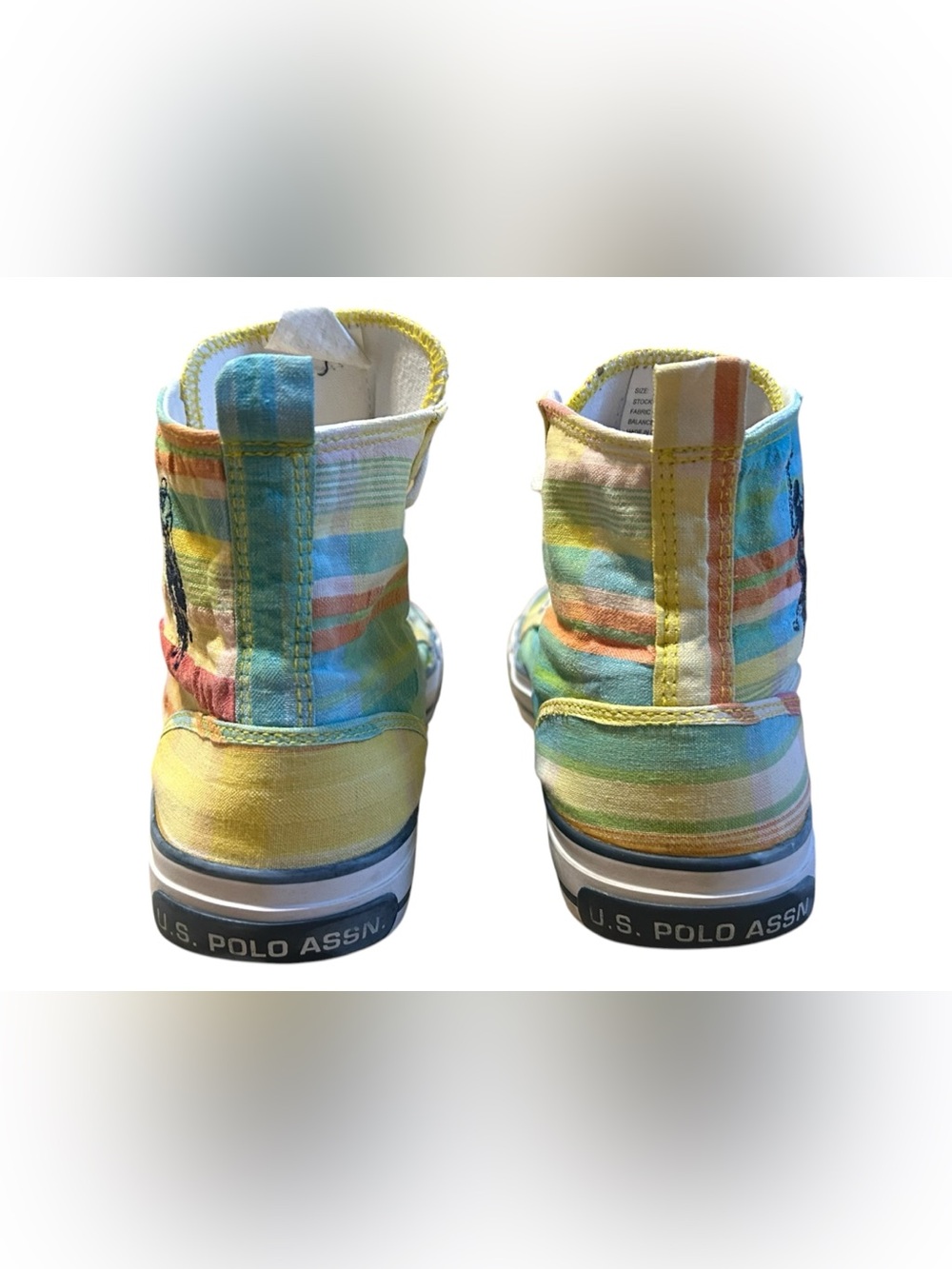 U.S. Polo Assn. Rainbow Plaid High Top Canvas Sneakers Size 7.5 - Picture 11 of 14